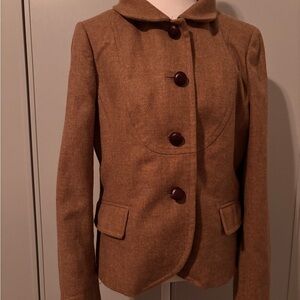 J. Crew Brown Women's Wool Blazer with Dark Button Accents